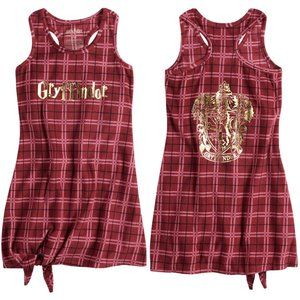 New! Harry Potter Foil Hogwarts Gryffindor Fleece Nightgown Pajamas